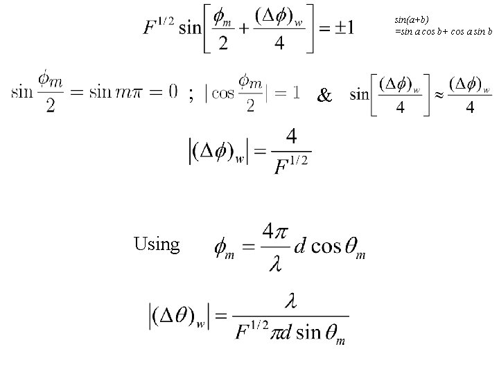 sin(a+b) =sin a cos b+ cos a sin b ; Using & 