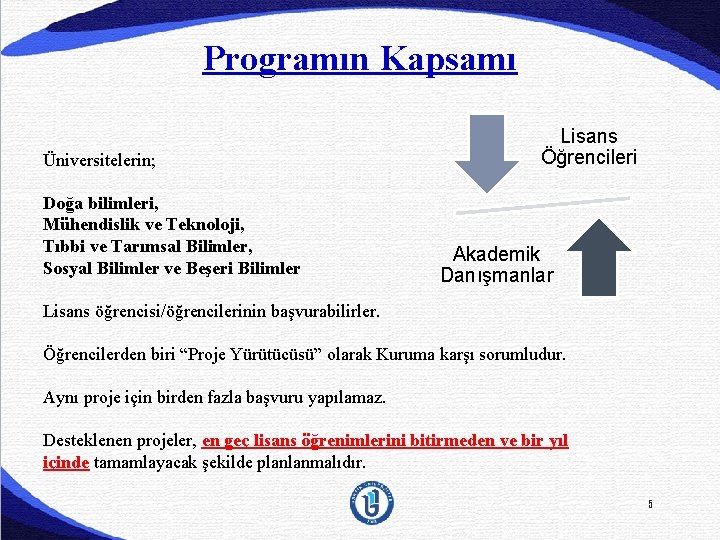 Programın Kapsamı Üniversitelerin; Doğa bilimleri, Mühendislik ve Teknoloji, Tıbbi ve Tarımsal Bilimler, Sosyal Bilimler Programın Kapsamı Üniversitelerin; Doğa bilimleri, Mühendislik ve Teknoloji, Tıbbi ve Tarımsal Bilimler, Sosyal Bilimler