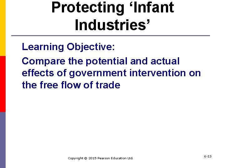 Protecting ‘Infant Industries’ Learning Objective: Compare the potential and actual effects of government intervention