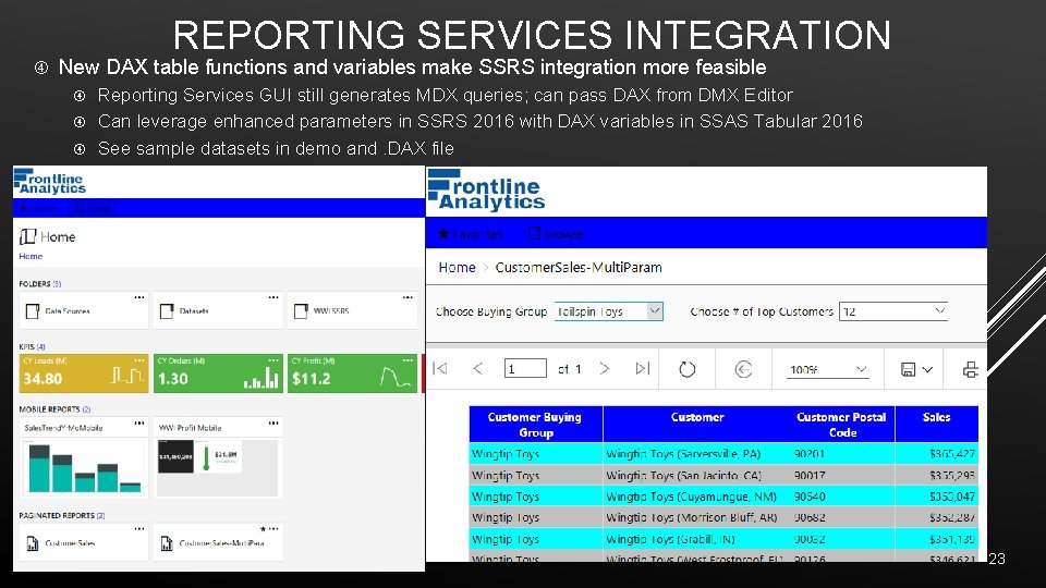 REPORTING SERVICES INTEGRATION New DAX table functions and variables make SSRS integration more feasible