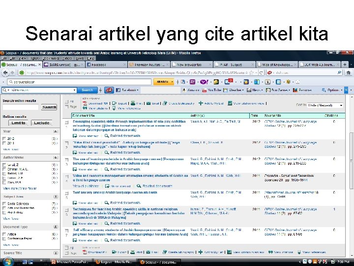 Senarai artikel yang cite artikel kita 