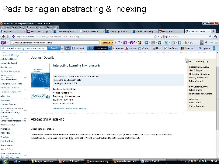 Pada bahagian abstracting & Indexing 