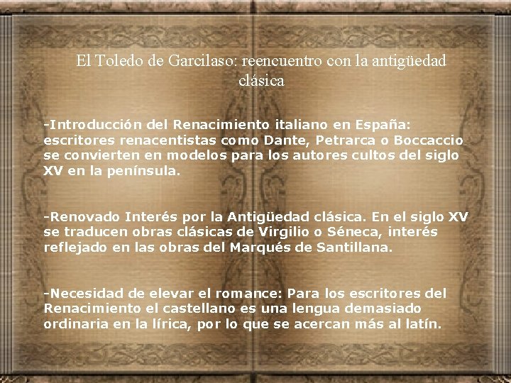El Toledo de Garcilaso: reencuentro con la antigüedad clásica -Introducción del Renacimiento italiano en El Toledo de Garcilaso: reencuentro con la antigüedad clásica -Introducción del Renacimiento italiano en