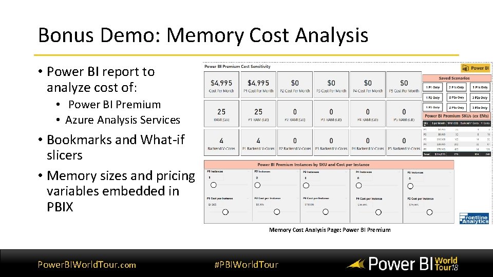 Bonus Demo: Memory Cost Analysis • Power BI report to analyze cost of: • Bonus Demo: Memory Cost Analysis • Power BI report to analyze cost of: •
