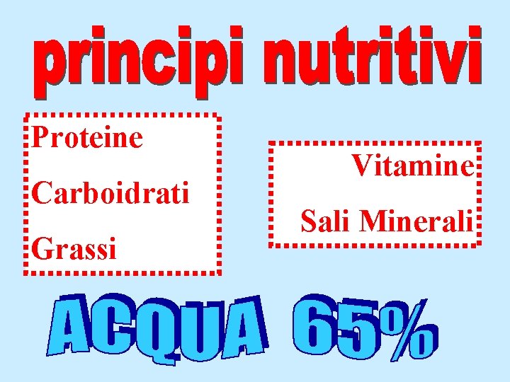 Proteine Carboidrati Grassi Vitamine Sali Minerali 