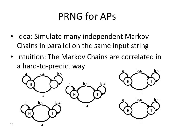 PRNG for APs • Idea: Simulate many independent Markov Chains in parallel on the