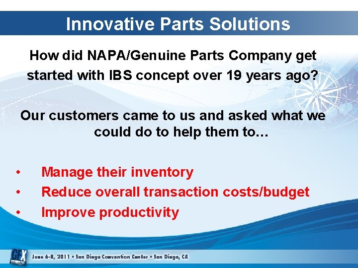 Innovative Parts Solutions How did NAPA/Genuine Parts Company get started with IBS concept over Innovative Parts Solutions How did NAPA/Genuine Parts Company get started with IBS concept over