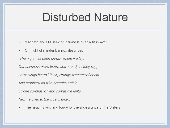 Macbeth and the Great Chain of Being First