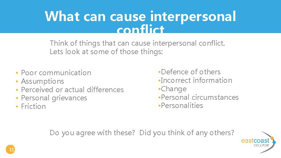 What can cause interpersonal conflict Think of things that can cause interpersonal conflict. Lets