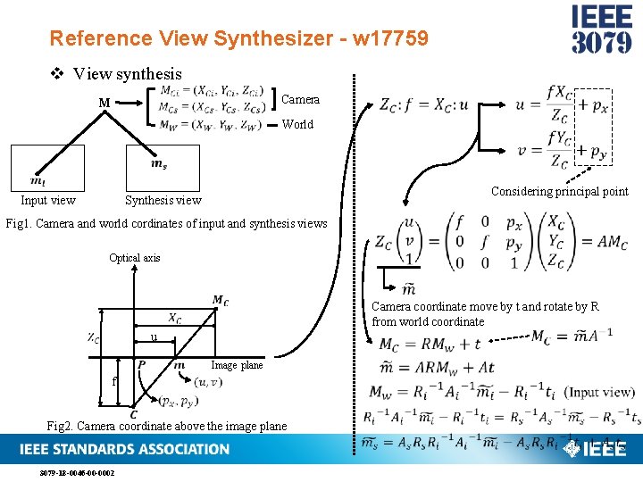 Reference View Synthesizer - w 17759 v View synthesis M Camera World Considering principal