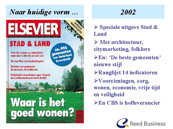 Naar Enhuidige hoe hetvorm begon… 2002 Ø Speciale uitgave Stad & Land Ø Met