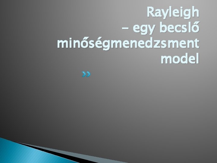 Rayleigh - egy becslő minőségmenedzsment model 