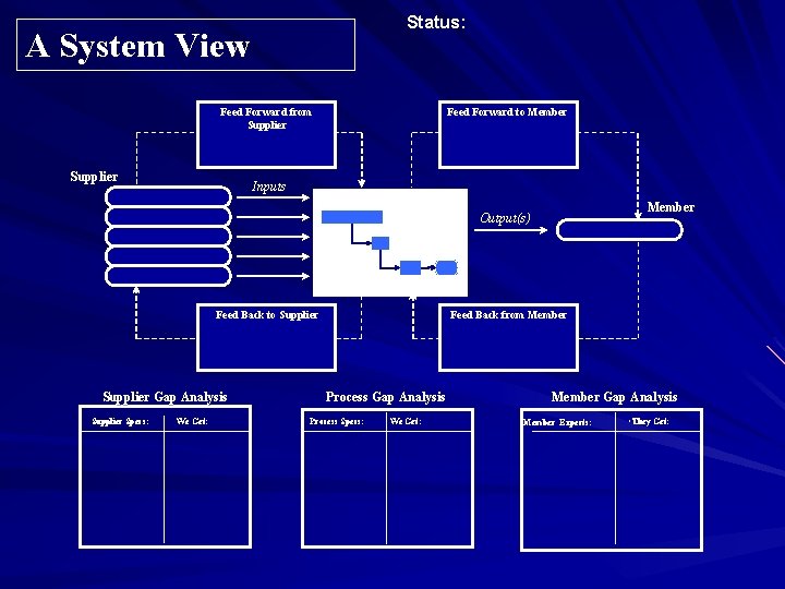 Status: A System View Feed Forward to Member Feed Forward from Supplier Inputs Member