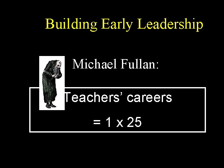 Building Early Leadership Michael Fullan: Teachers’ careers = 1 x 25 
