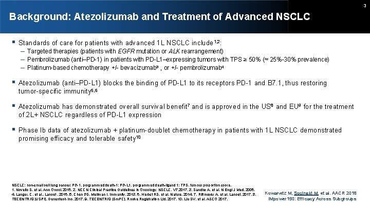 3 Background: Atezolizumab and Treatment of Advanced NSCLC Standards of care for patients with