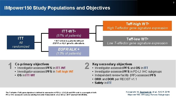 7 IMpower 150 Study Populations and Objectives Teff-high WTa High T-effector gene signature expression
