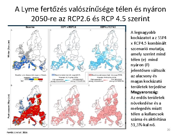 A Lyme fertőzés valószínűsége télen és nyáron 2050 -re az RCP 2. 6 és
