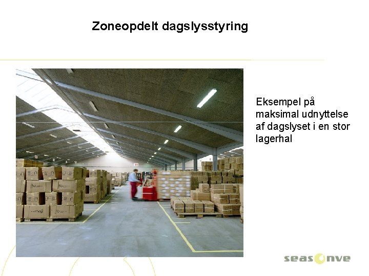 Zoneopdelt dagslysstyring Eksempel på maksimal udnyttelse af dagslyset i en stor lagerhal 