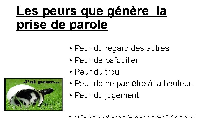 Les peurs que génère la prise de parole • Peur du regard des autres