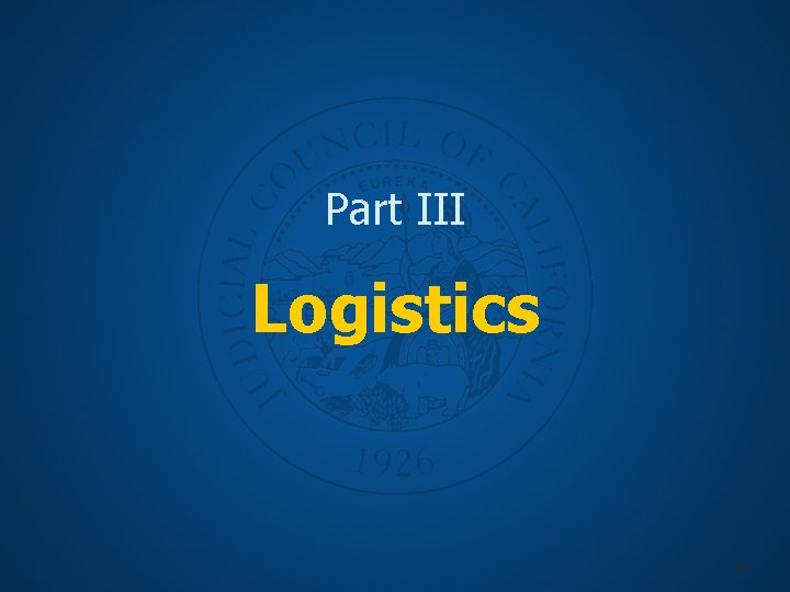 Part III Logistics 19 