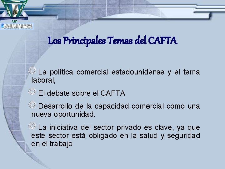 Los Principales Temas del CAFTA La política comercial estadounidense y el tema laboral, El
