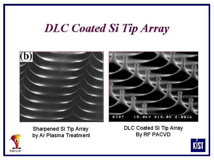 DLC Coated Si Tip Array Sharpened Si Tip Array by Ar Plasma Treatment DLC