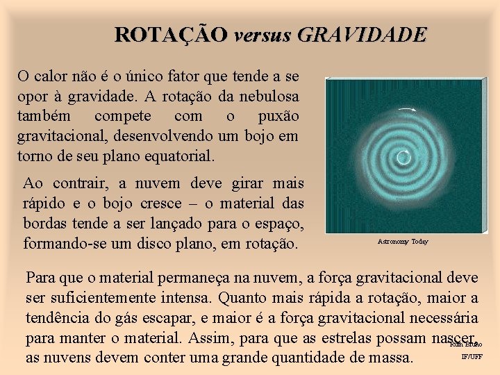 ROTAÇÃO versus GRAVIDADE O calor não é o único fator que tende a se