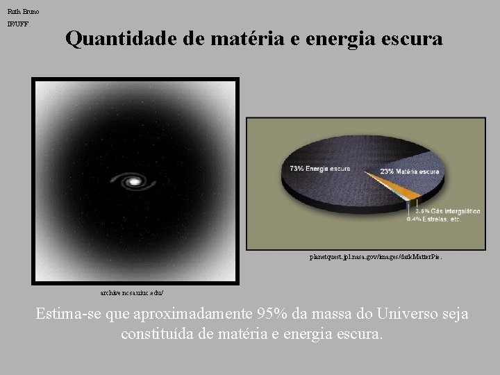 Ruth Bruno IF/UFF Quantidade de matéria e energia escura planetquest. jpl. nasa. gov/images/dark. Matter.