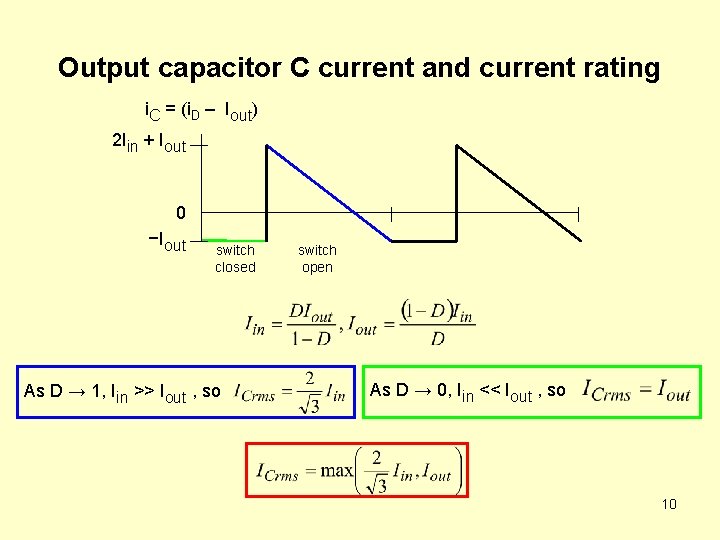 Output capacitor C current and current rating i. C = (i. D – Iout)