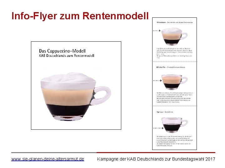 Info-Flyer zum Rentenmodell www. sie-planen-deine-altersarmut. de Kampagne der KAB Deutschlands zur Bundestagswahl 2017 