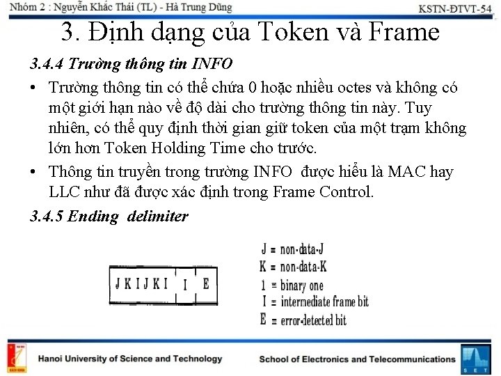 3. Định dạng của Token và Frame 3. 4. 4 Trường thông tin INFO 3. Định dạng của Token và Frame 3. 4. 4 Trường thông tin INFO
