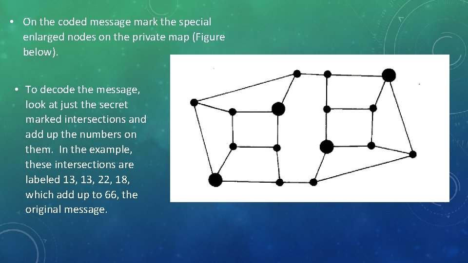  • On the coded message mark the special enlarged nodes on the private