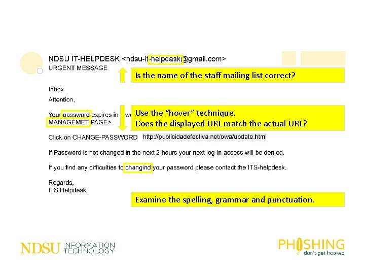 Is the name of the staff mailing list correct? Use the “hover” technique. Does