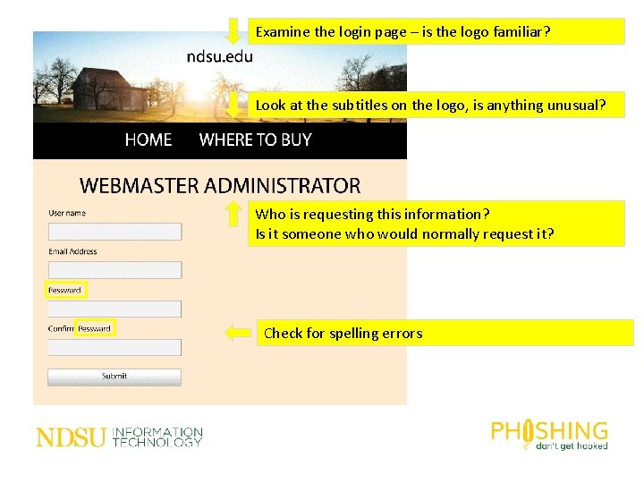 Examine the login page – is the logo familiar? Look at the subtitles on