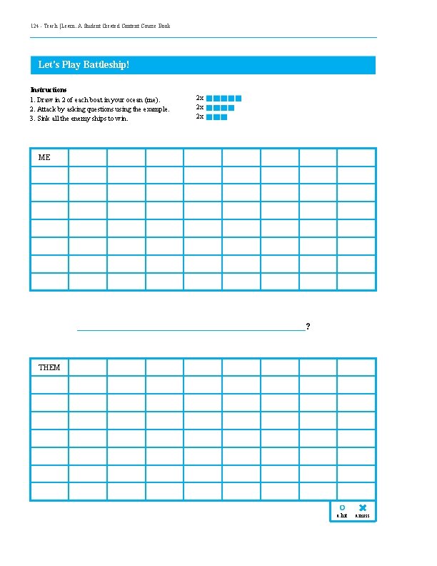 124 - Teach | Learn. A Student Created Content Course Book Let's Play Battleship!