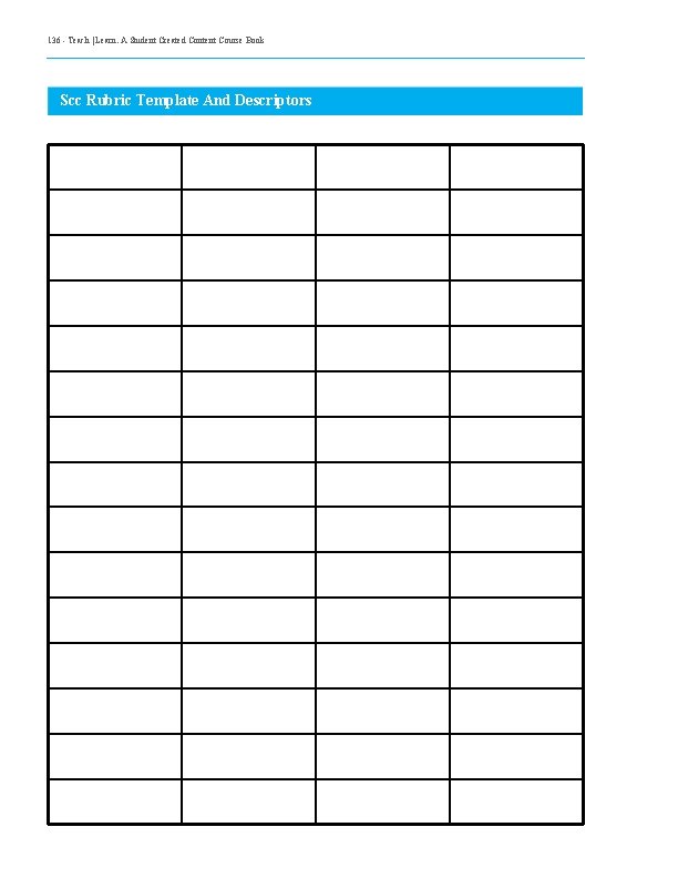 136 - Teach | Learn. A Student Created Content Course Book Scc Rubric Template