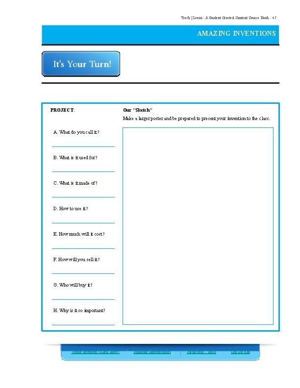 Teach | Learn. A Student Created Content Course Book - 47 AMAZING INVENTIONS PROJECT: