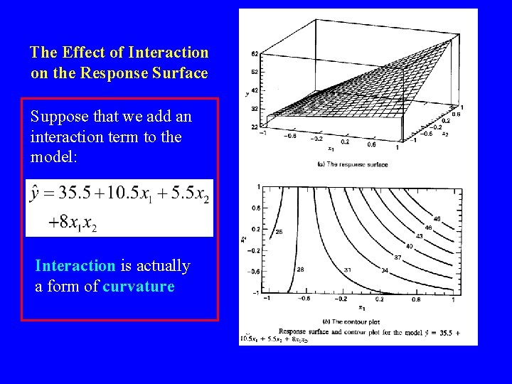 The Effect of Interaction on the Response Surface Suppose that we add an interaction