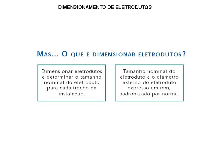 DIMENSIONAMENTO DE ELETRODUTOS 