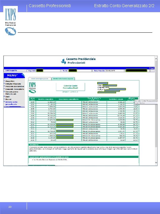 Cassetto Professionisti 23 Estratto Conto Generalizzato 2/2 