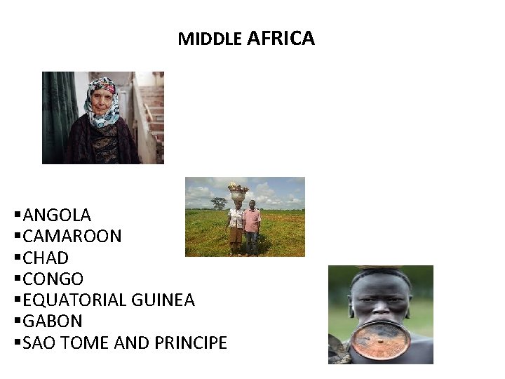 MIDDLE AFRICA §ANGOLA §CAMAROON §CHAD §CONGO §EQUATORIAL GUINEA §GABON §SAO TOME AND PRINCIPE 