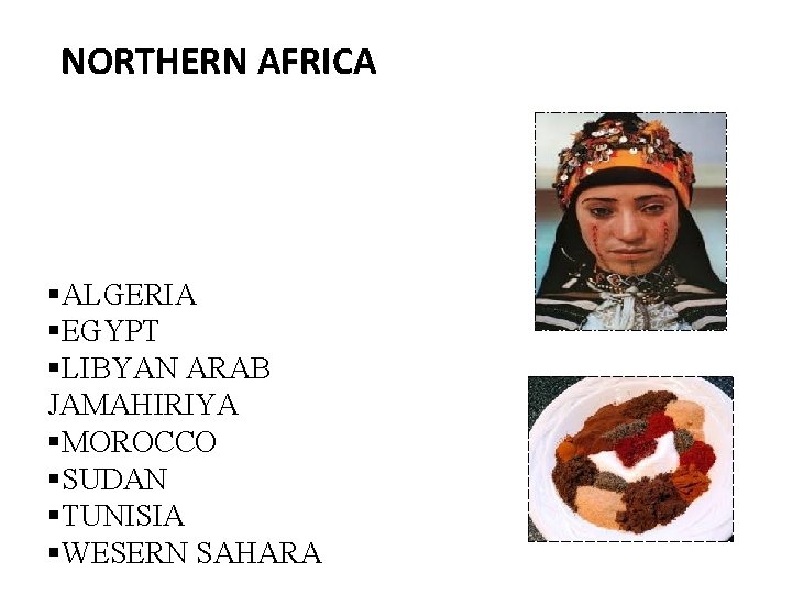 NORTHERN AFRICA §ALGERIA §EGYPT §LIBYAN ARAB JAMAHIRIYA §MOROCCO §SUDAN §TUNISIA §WESERN SAHARA 