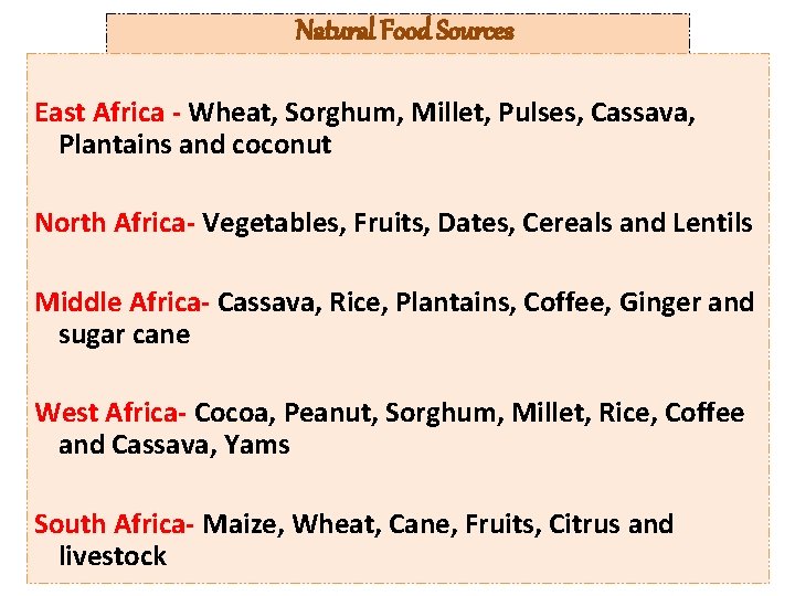 Natural Food Sources East Africa - Wheat, Sorghum, Millet, Pulses, Cassava, Plantains and coconut