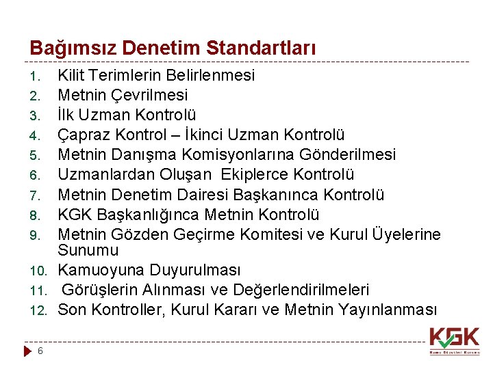 Bağımsız Denetim Standartları 1. 2. 3. 4. 5. 6. 7. 8. 9. 10. 11.