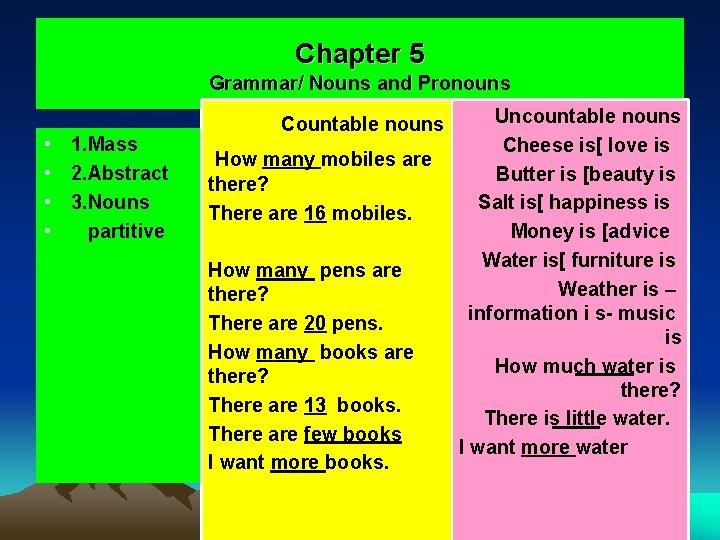 Chapter 5 Grammar/ Nouns and Pronouns • 1. Mass • 2. Abstract • 3.