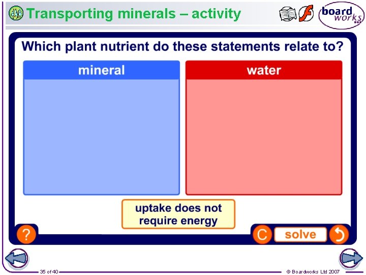 Transporting minerals – activity 35 of 40 © Boardworks Ltd 2007 