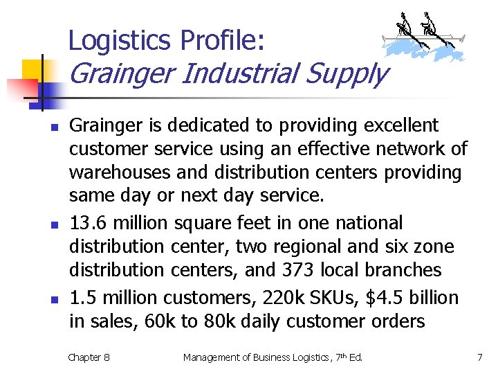 Logistics Profile: Grainger Industrial Supply n n n Grainger is dedicated to providing excellent