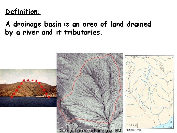 Lesson aim: To understand drainage basins. Definition: A drainage basin is an area of