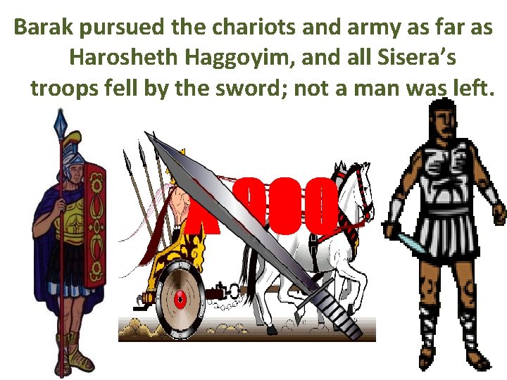 Barak pursued the chariots and army as far as Harosheth Haggoyim, and all Sisera’s