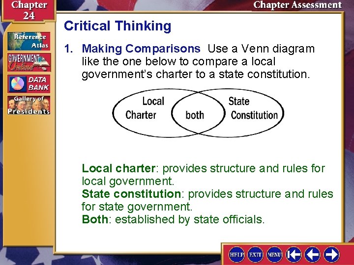 Critical Thinking 1. Making Comparisons Use a Venn diagram like the one below to